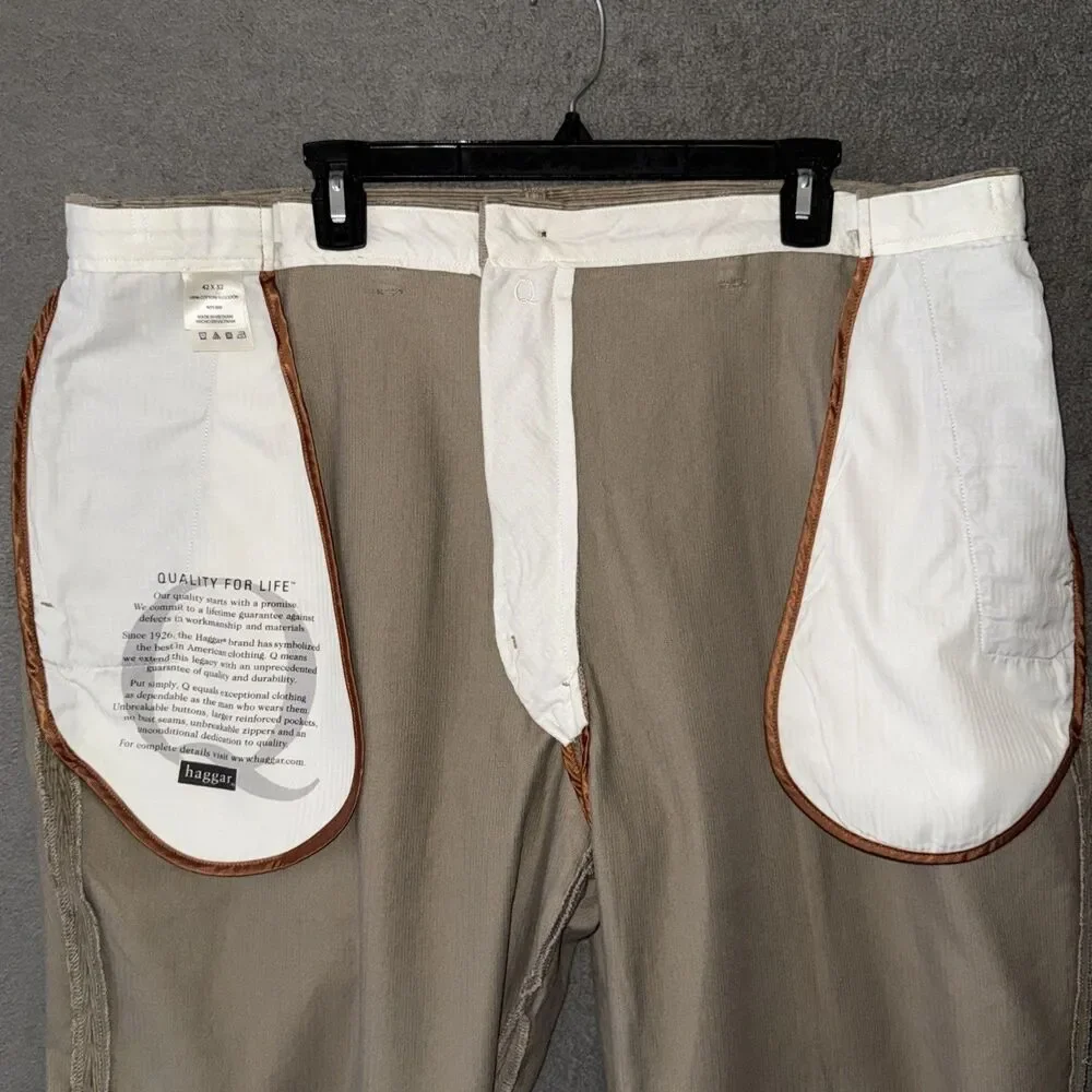 Haggar Corduroy Pants Mens 40x31 (Tag 42) Tan Expandable Waist WPL 386 - Picture 9 of 12